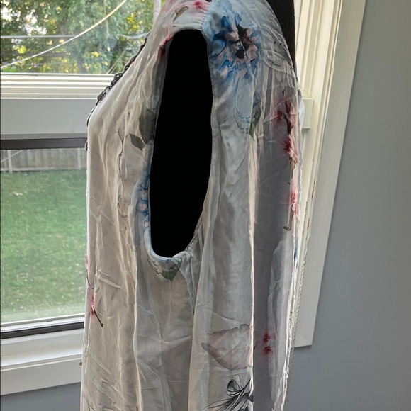 Floral Lace-Trimmed Silk Dress Sz 1X - Picture 4 of 9